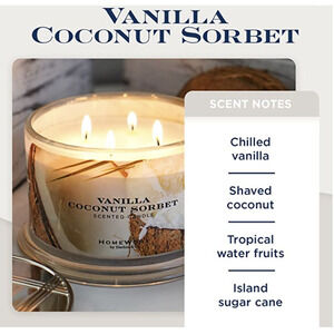 HomeWorx Vanilla Coconut Sorbet 4-Wick Scented Candle